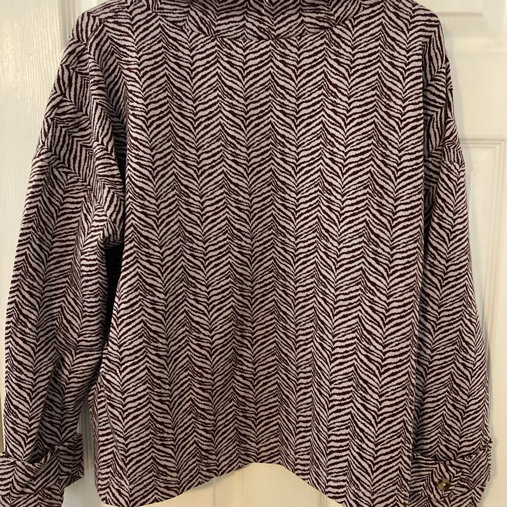 Ann Taylor Brown and Lavender Zebra Print Sweater